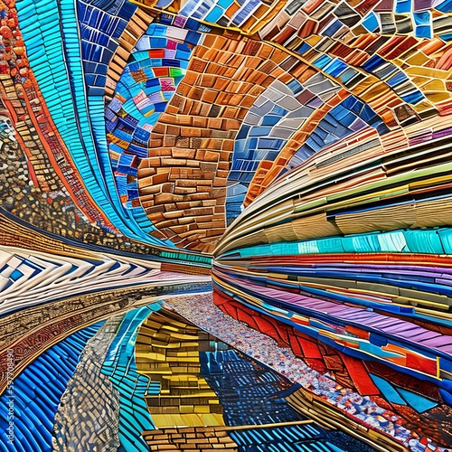 A colorful and vibrant interpretation of a mosaic, with textures and patterns resembling a piece of art5, Generative AI photo