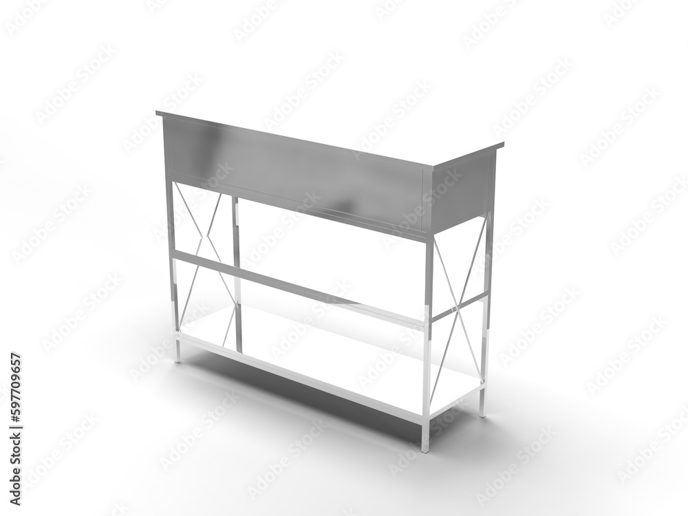 Table with texture 3d rendering on white background