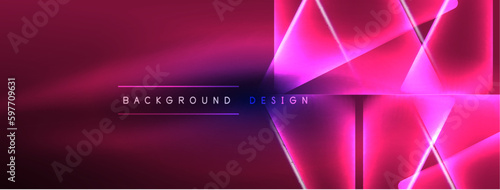 Neon lights hacking geometric background, virtual reality or artificial intelligence concept, cyberpunk geometric template for wallpaper, banner, presentation, background