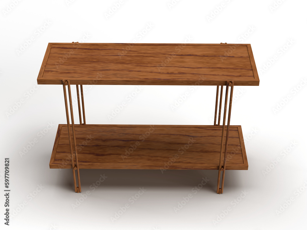 Table with texture 3d rendering on white background Table with texture 3d rendering on white background