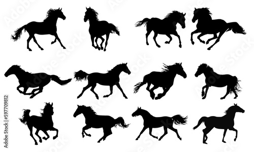 Fototapeta Naklejka Na Ścianę i Meble -  horse silhouettes set