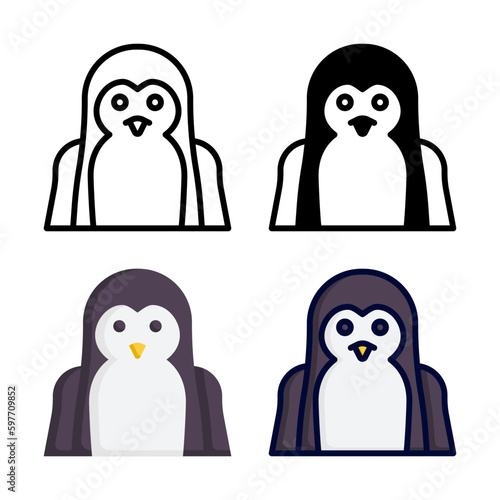 Print op canvas Penguin icon set collection