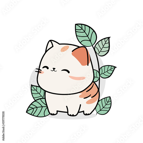 Cute cat in kawaii style. Vector illustration.