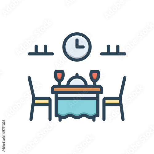 Color illustration icon for dinner 