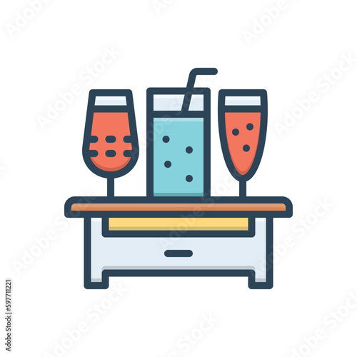 Color illustration icon for drinks 
