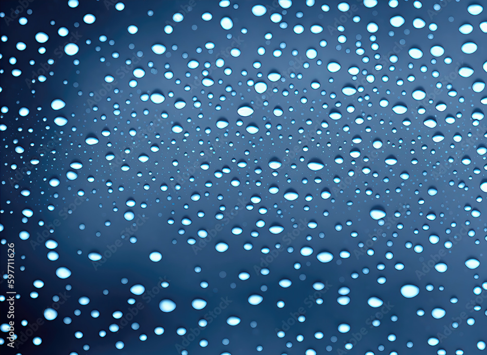 Water drops on a blue background, abstract background