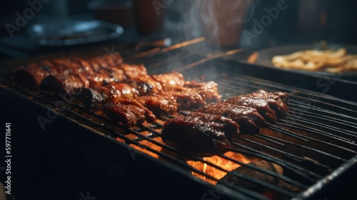 meat on the grill . generative AI