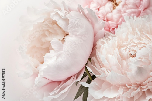 Fototapeta Naklejka Na Ścianę i Meble -  Pink peonies wallpaper. AI
