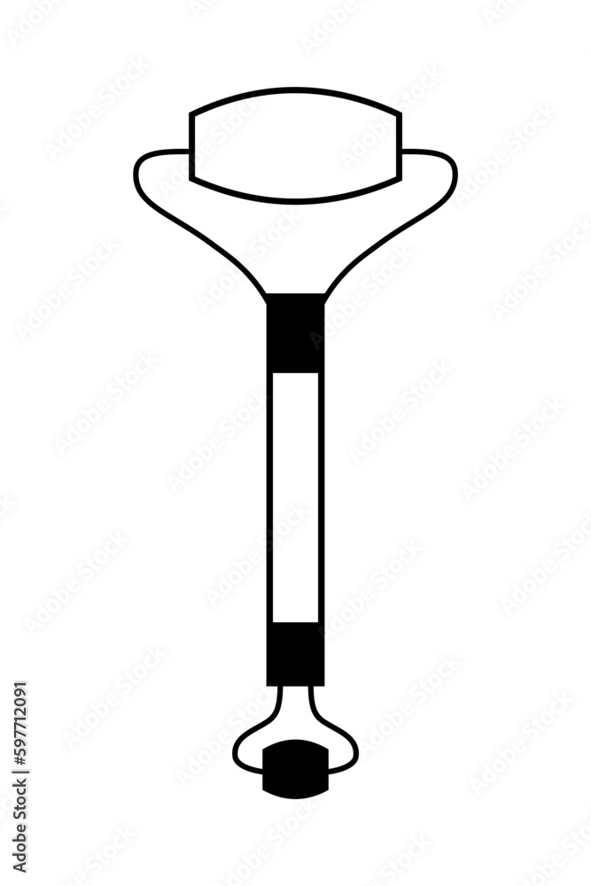 Simple outline massager roller icon isolated on white background. Facial anti-age massage concept. Black doodle object. Simple outline massager roller icon isolated on white background. Facial anti-age massage concept. Black doodle object.