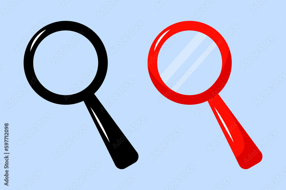 Magnifying glass or search icon, flat vector graphic set. Web site searching loupe design element. Magnifying glass or search icon, flat vector graphic set. Web site searching loupe design element.