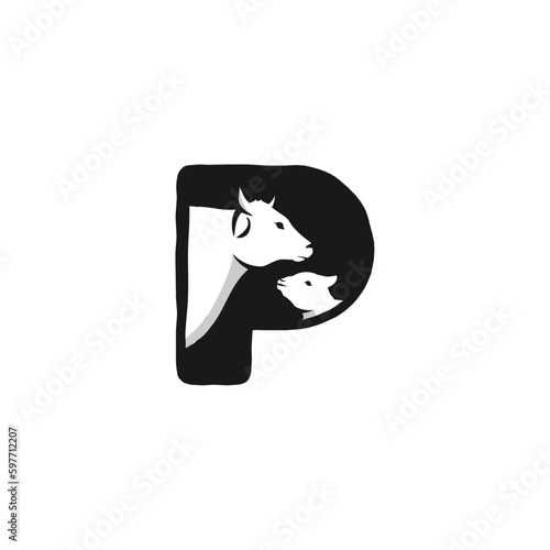 Cow and Lamb In Letter P