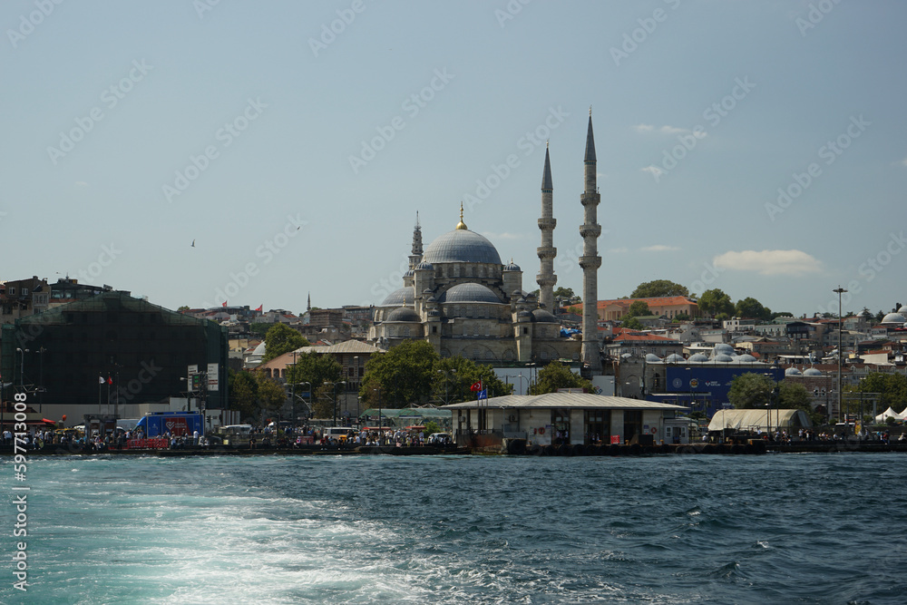 View to Istanbul mosque from bosporus on a sunny day