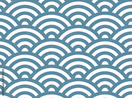 青海波模様　水色