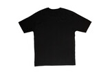 t-shirt design, men's black blank T-shirt template, back side, clothing mockup for print, isolated, basic summer clothes