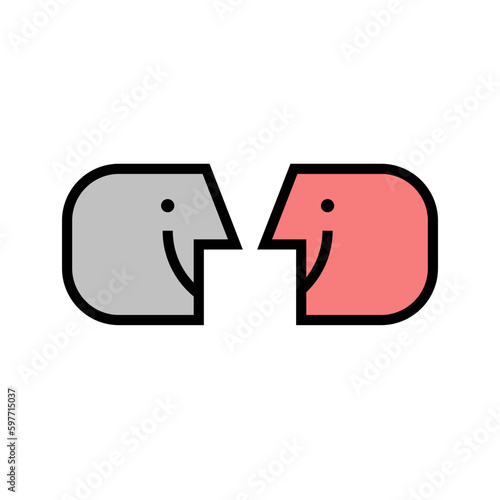 Happy people, two abstract human profiles