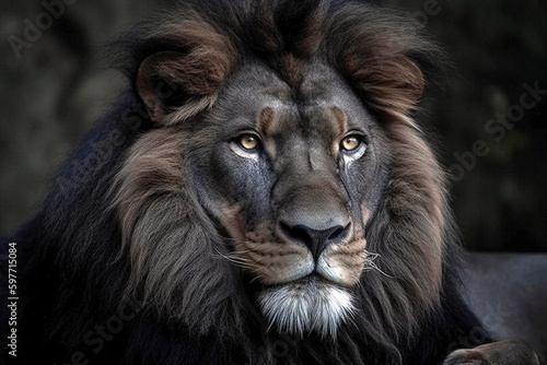 Majestic Black Lion  Powerful and Regal  Generative AI