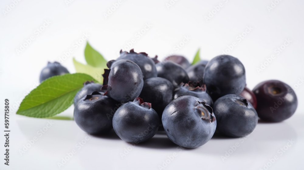 blueberries on a white background with generative ai technology blueberries on a white background with generative ai technology