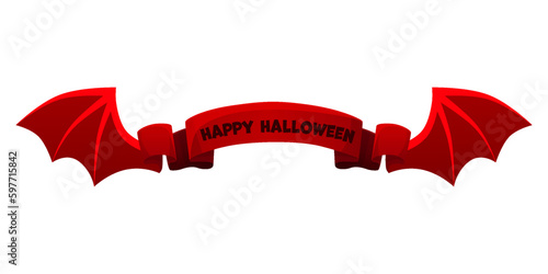 Red ribbon with devil wings for Halloween