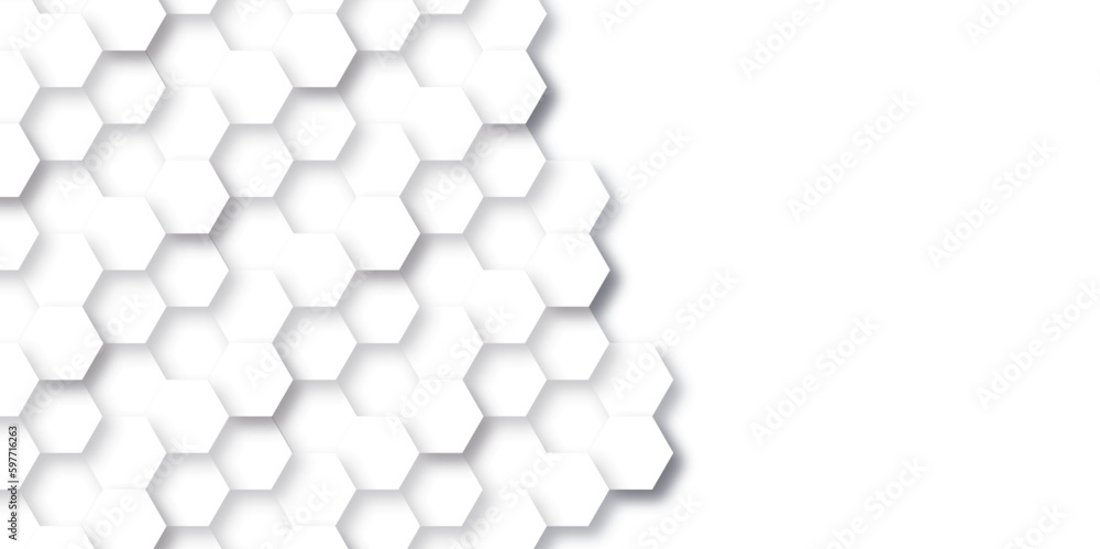 Abstract white background with hexagonal shapes and Surface polygonal pattern with glowing hexagons background. hexagon concept design abstract technology background. Abstract white background with hexagonal shapes and Surface polygonal pattern with glowing hexagons background. hexagon concept design abstract technology background.