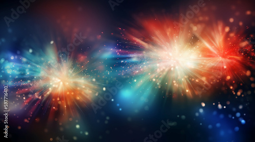 A blurred independense day, divine sky abstract background with bokeh glow, Illustration. AI generative