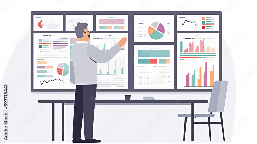 Business person looking at charts (Generative AI) Business person looking at charts (Generative AI)