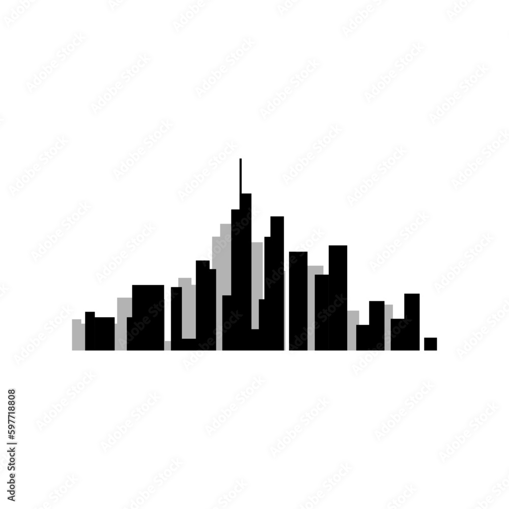 modern city logo.graphic design logo featuring a skyline, black and white, minimalistic