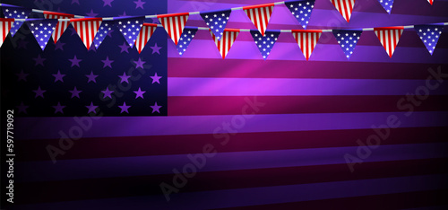 Abstract illustration of the flag of America, isolated garland of pennants