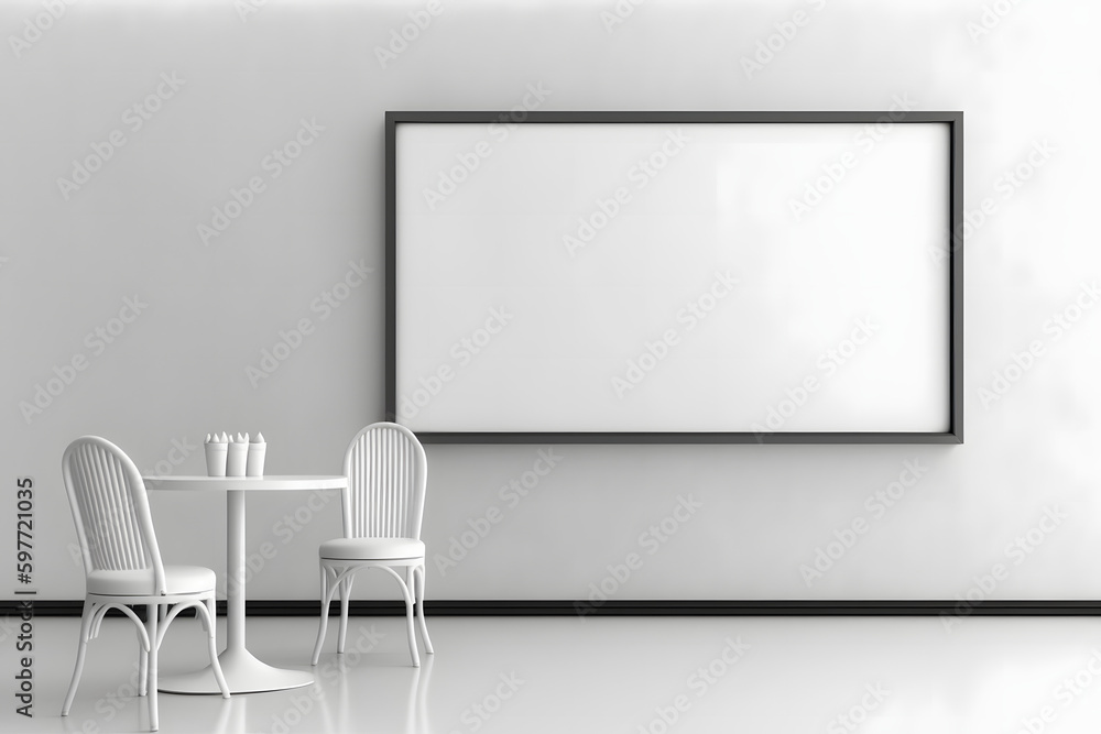 Empty cafe with blank Place for template on white background Empty cafe with blank Place for template on white background
