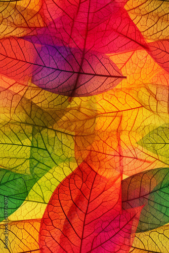 Macro colorful leaves. generative ai. © Strabiliante