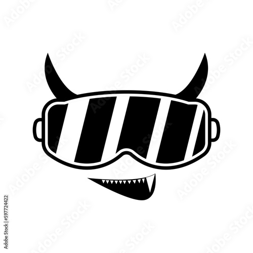 face character logo design wearing ski goggles suitable for your identity company