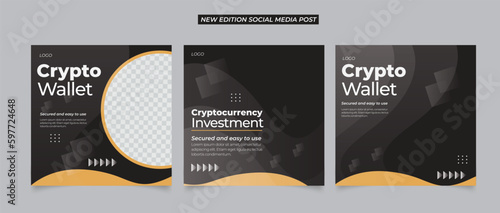 Crypto wallet for social media post design template