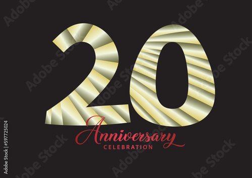 20 year anniversary celebration logotype vector, 20 number design, 20th Birthday invitation, anniversary logo template, logo number design vector, calligraphy font, typography logo, vector design