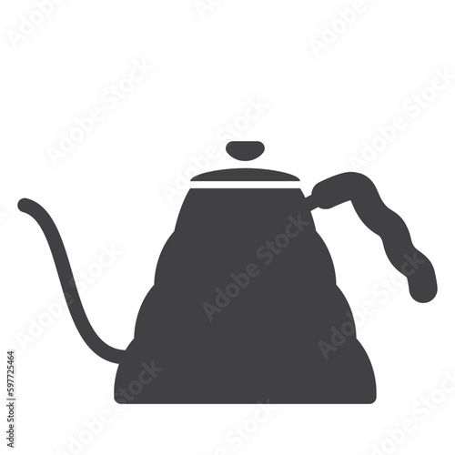 kettle for drip coffee, solid icon on transparent background