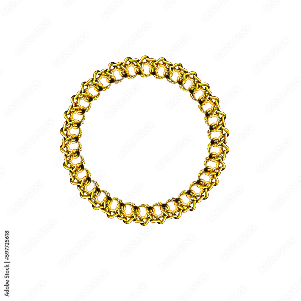 Abstract golden chain circle element Abstract golden chain circle element