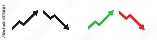 
Set of financial arrows up and down.  Business concept. Vector Image.