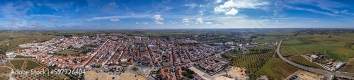 Aerial panoramic view of Castro Verde typical Village, in Alentejo countryside popular Tourism Destination region, Portugal.
