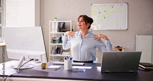 Stretch Exercise Workout Near Office Desk