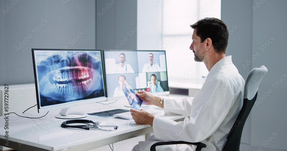 Online Dentist Video Conference On Computer Online Dentist Video Conference On Computer