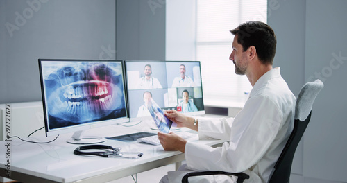 Online Dentist Video Conference On Computer