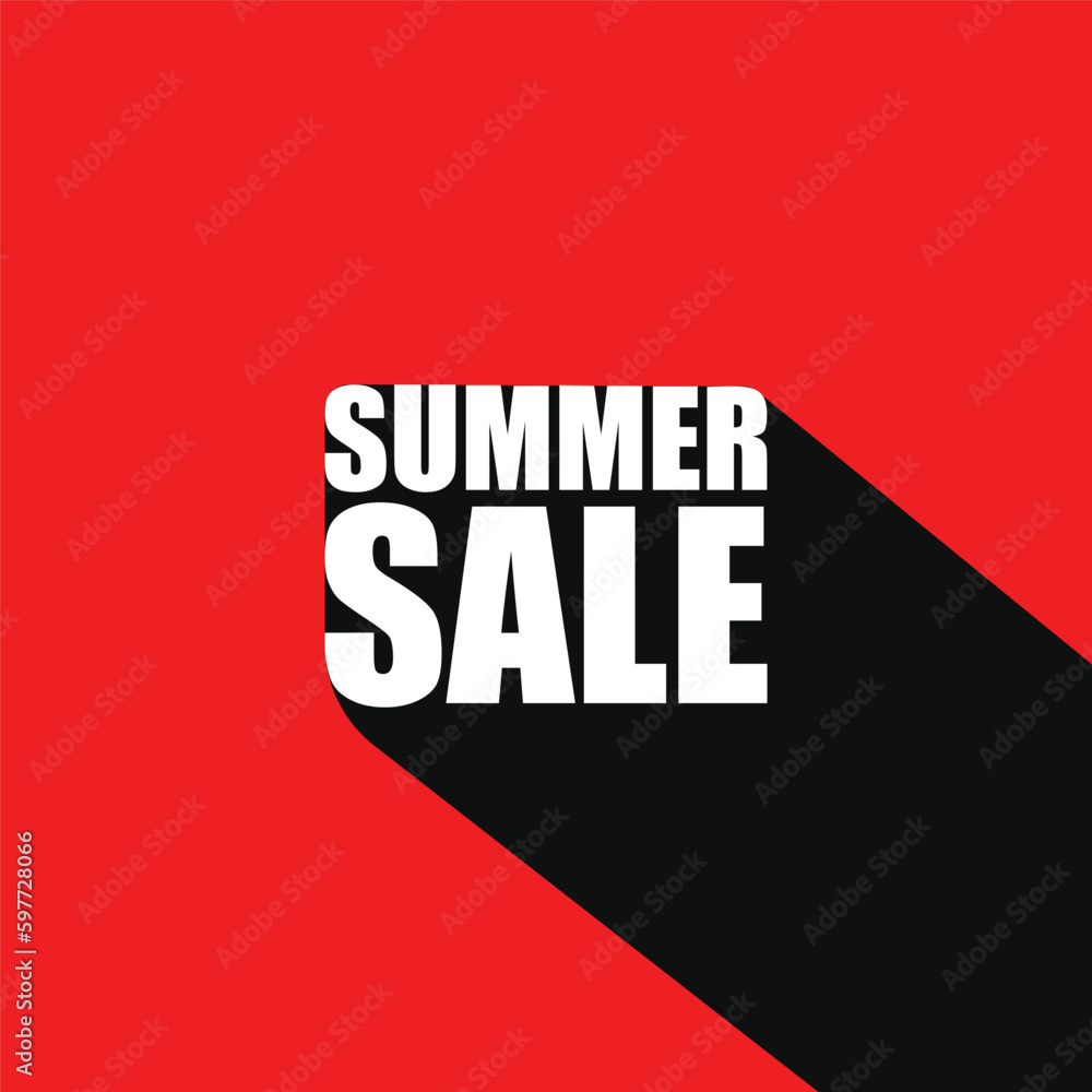 Summer sale lettering template design with a long shadow. sale banner discount offers poster design on red color background. Summer sale lettering template design with a long shadow. sale banner discount offers poster design on red color background.