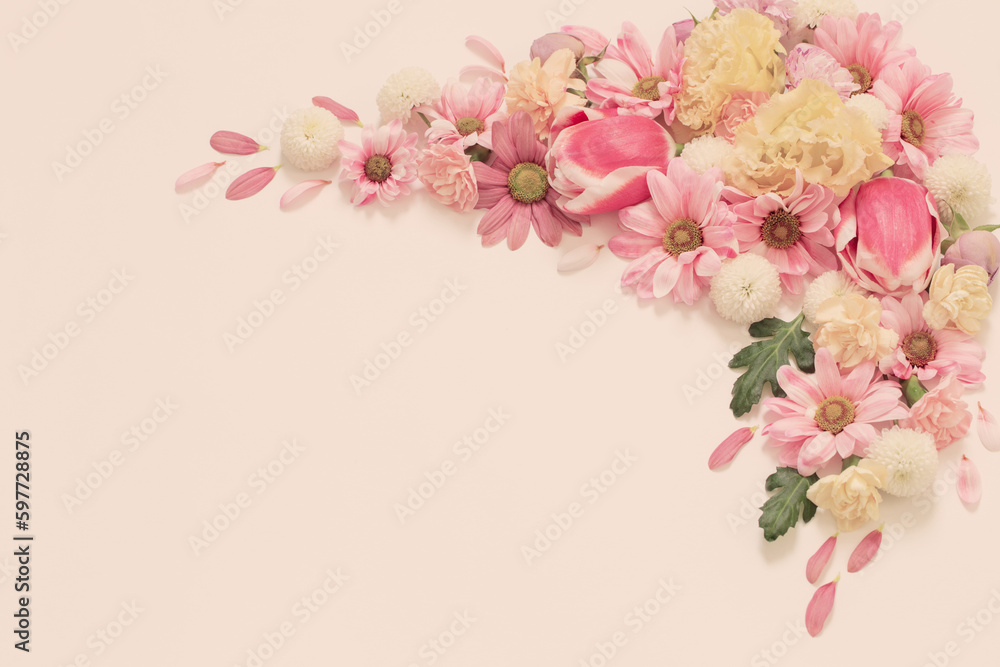 frame of flowers on white background frame of flowers on white background