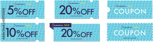 夏のセールに使える爽やかな水玉のクーポンベクターアイコンセット