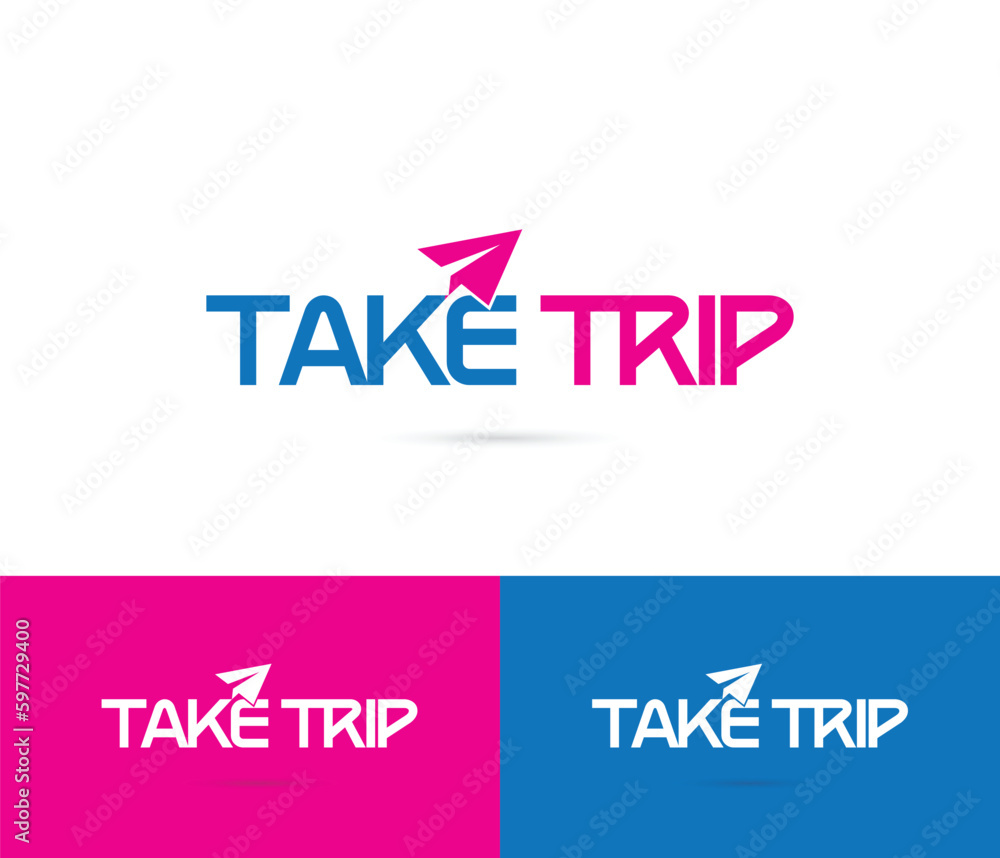 Paper airplane trip and travel logo