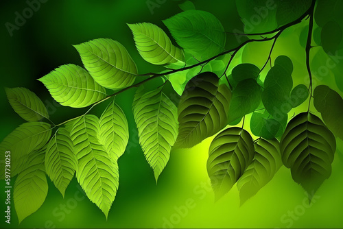 Green leaves against green natural background