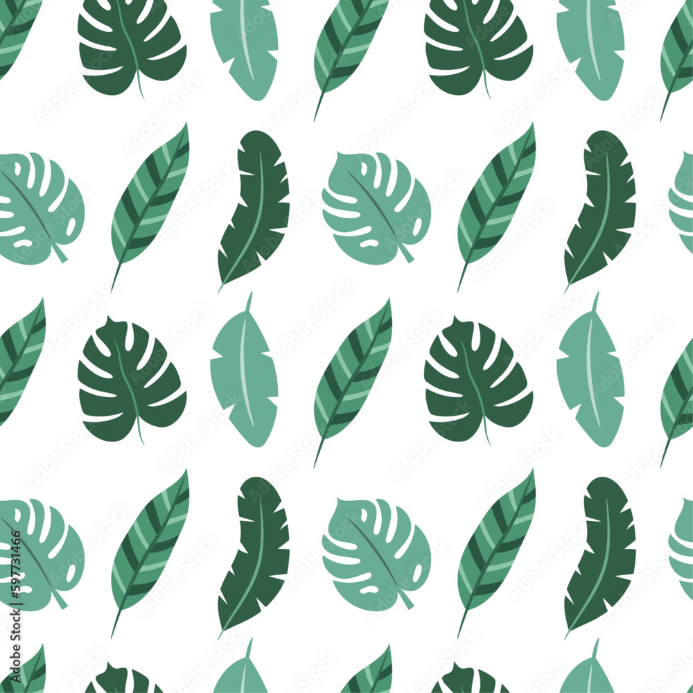 Tropical seamless pattern with leaves on a white background Tropical seamless pattern with leaves on a white background