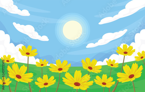 Fototapeta Naklejka Na Ścianę i Meble -  Summer Sun Flower Background