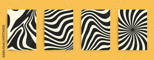 Bold Transitions for Posters, flyers, clothes, social media. Twisted and distorted vector texture, Y2k aesthetic, Retro Psychedelic, Groovy, hippie, 70s backgrounds. Waves