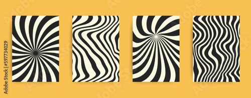 Bold Transitions for Posters, flyers, clothes, social media. Twisted and distorted vector texture, Y2k aesthetic, Retro Psychedelic, Groovy, hippie, 70s backgrounds. Waves