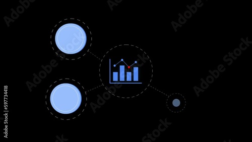 Infographics, graphics, with five elements in which to place information, two of which are larger in size to highlight key points.