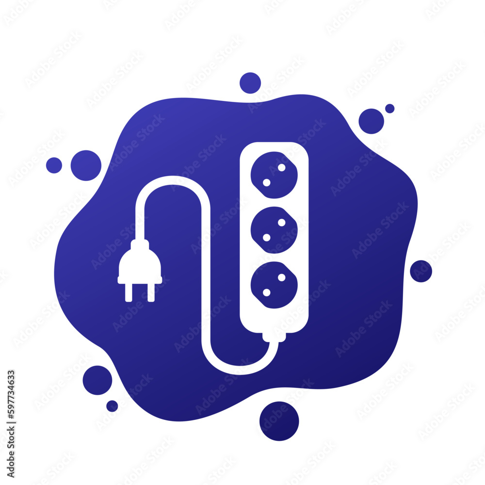 power strip icon, power outlet with cable and plug vector power strip icon, power outlet with cable and plug vector